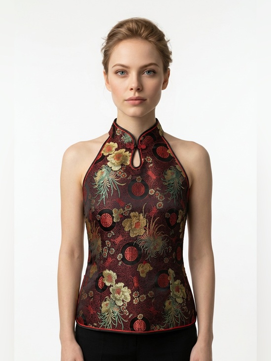 Tops - Silk blend Asian style top